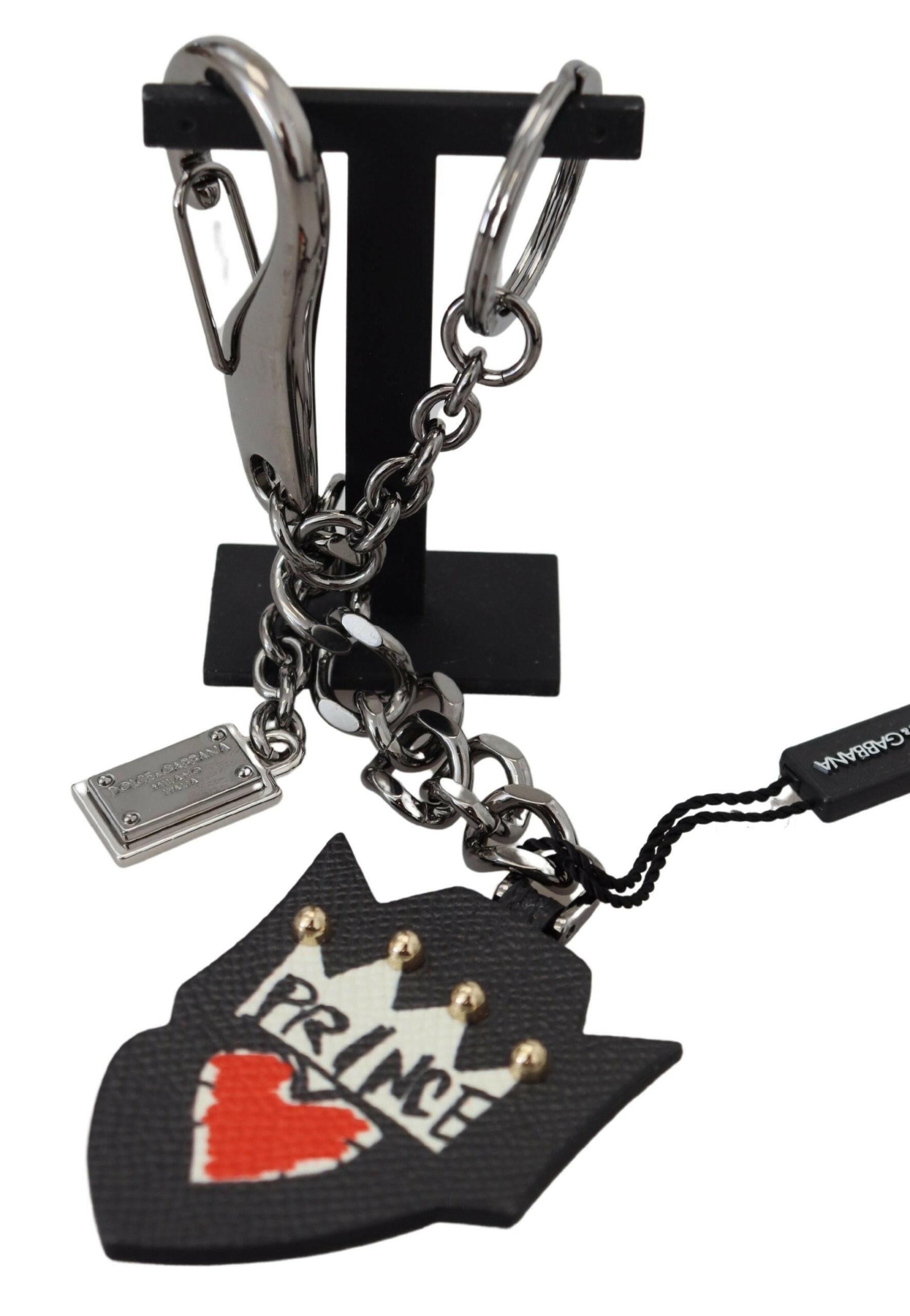 Dolce & Gabbana Black Prince Studs Logo Silver Brass Keychain -  MenΒ΄s Keychains -  Dolce & Gabbana.
