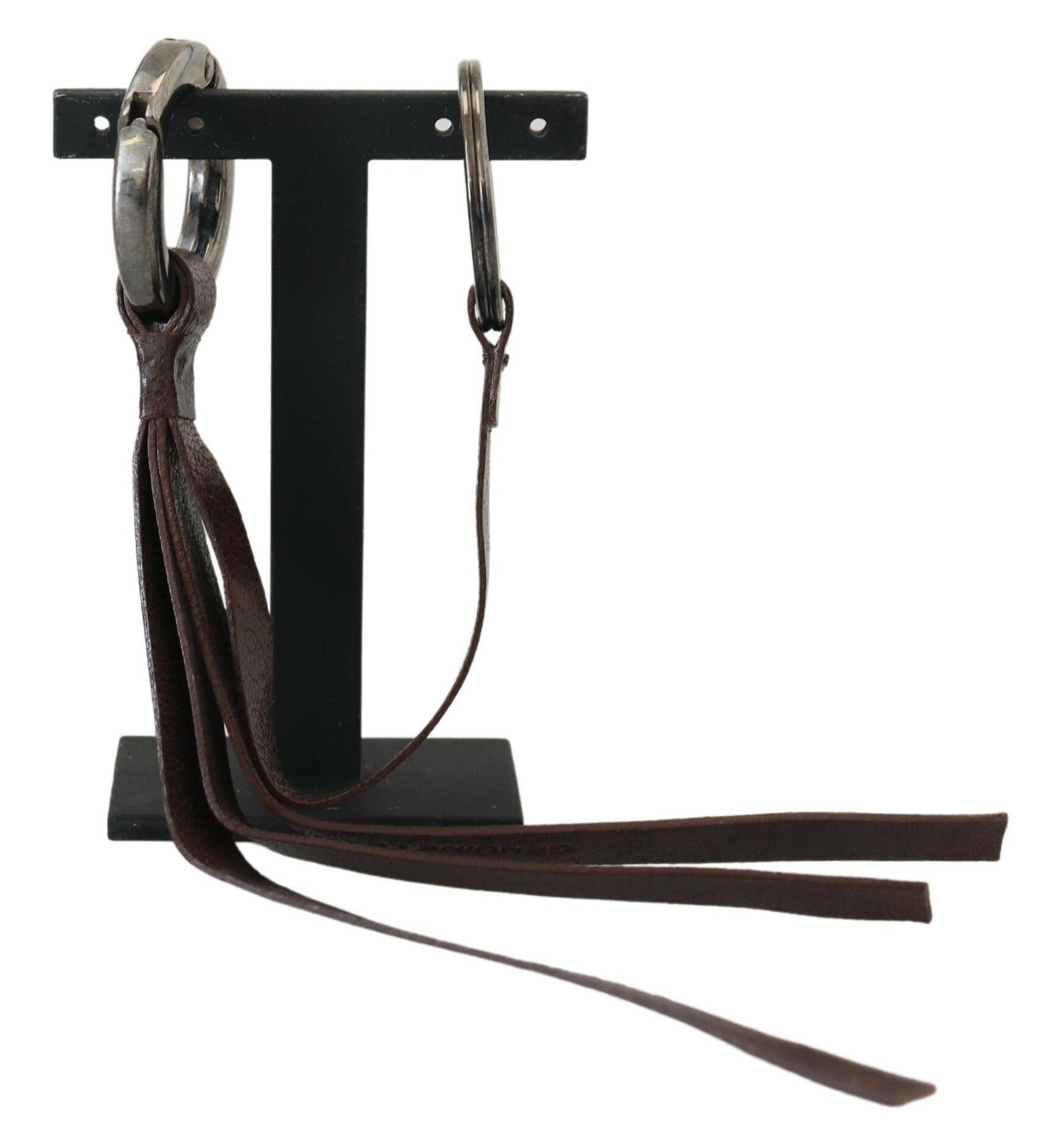 Costume National Brown Leather Silver Tone Metal Keyring Keychain -   -  Costume National. Costume National Brown Leather Silver Tone Metal Keyring Keychain -   -  Costume National.