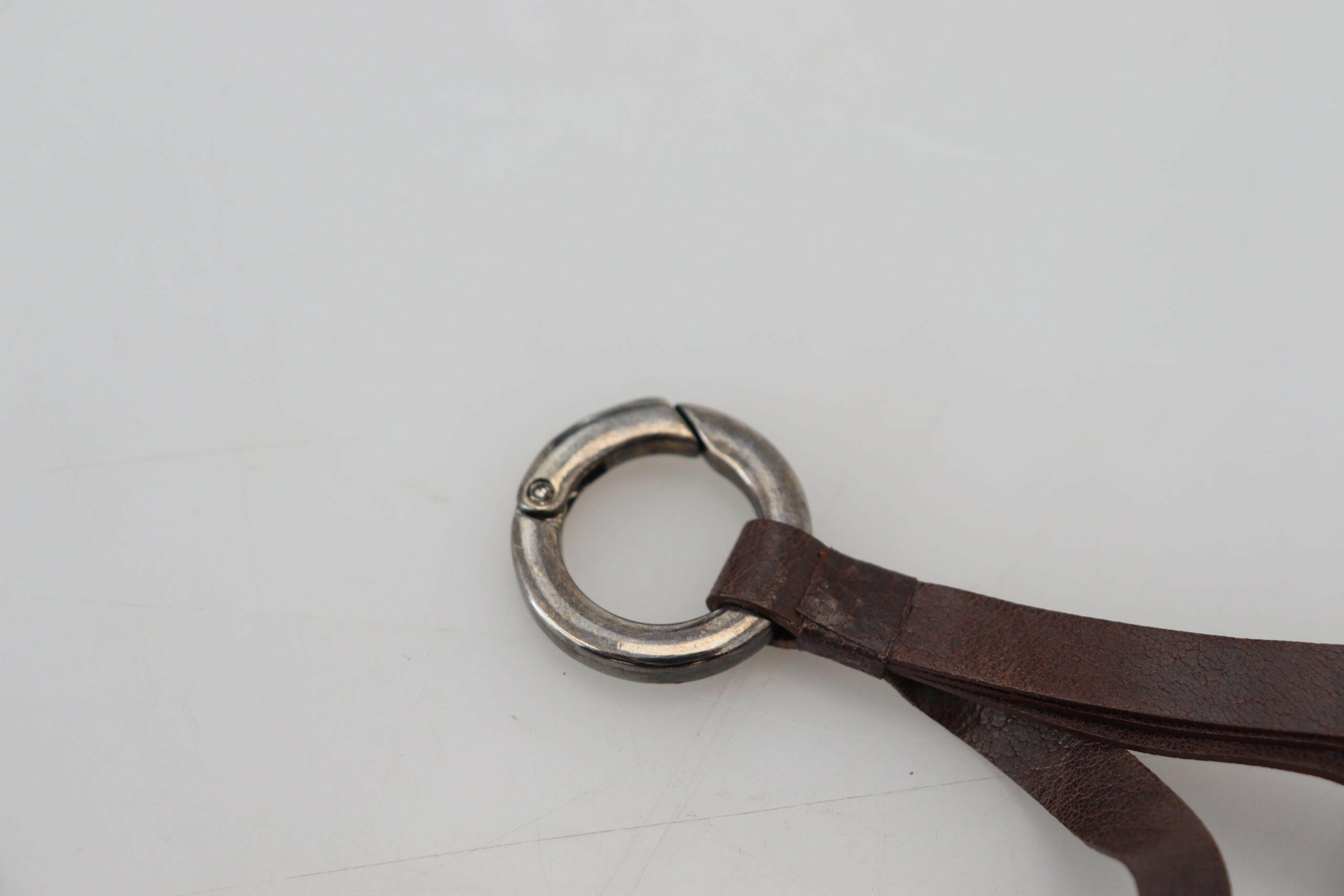 Costume National Brown Leather Silver Tone Metal Keyring Keychain -   -  Costume National. Costume National Brown Leather Silver Tone Metal Keyring Keychain -   -  Costume National.