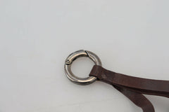 Costume National Brown Leather Silver Tone Metal Keyring Keychain -   -  Costume National.