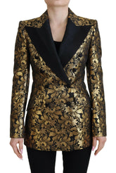 Dolce & Gabbana Black Gold Jacquard Coat Blazer Jacket -   -  Dolce & Gabbana.