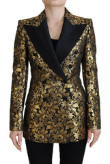 Dolce & Gabbana Black Gold Jacquard Coat Blazer Jacket -   -  Dolce & Gabbana.