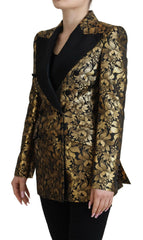 Dolce & Gabbana Black Gold Jacquard Coat Blazer Jacket -   -  Dolce & Gabbana.
