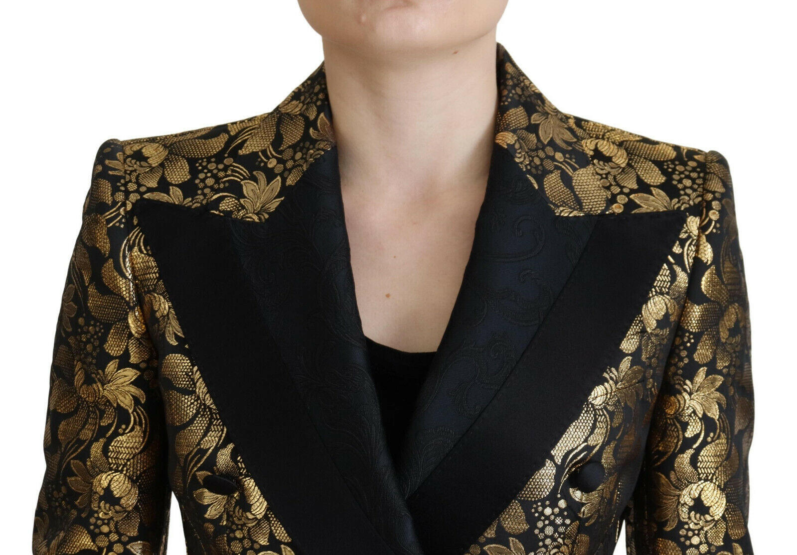 Dolce & Gabbana Black Gold Jacquard Coat Blazer Jacket -   -  Dolce & Gabbana. Dolce & Gabbana Black Gold Jacquard Coat Blazer Jacket -   -  Dolce & Gabbana.