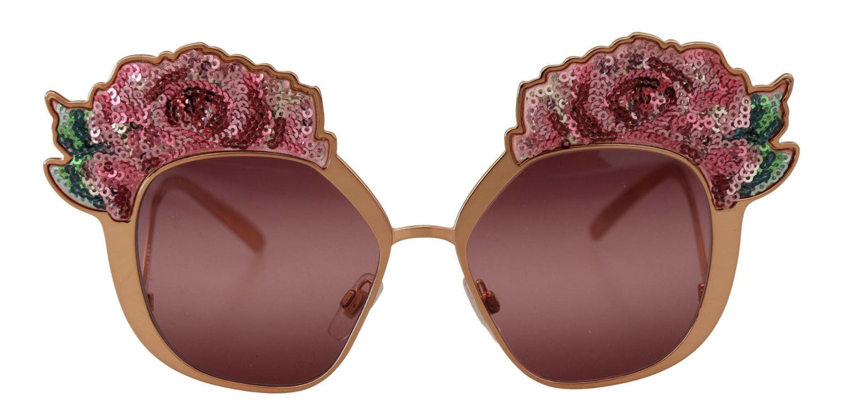 Dolce & Gabbana Pink Gold Rose Sequin Embroidery DG2202 Sunglasses -  Jewellery, Women -  Dolce & Gabbana.