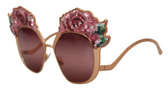 Dolce & Gabbana Pink Gold Rose Sequin Embroidery DG2202 Sunglasses -  Jewellery, Women -  Dolce & Gabbana.