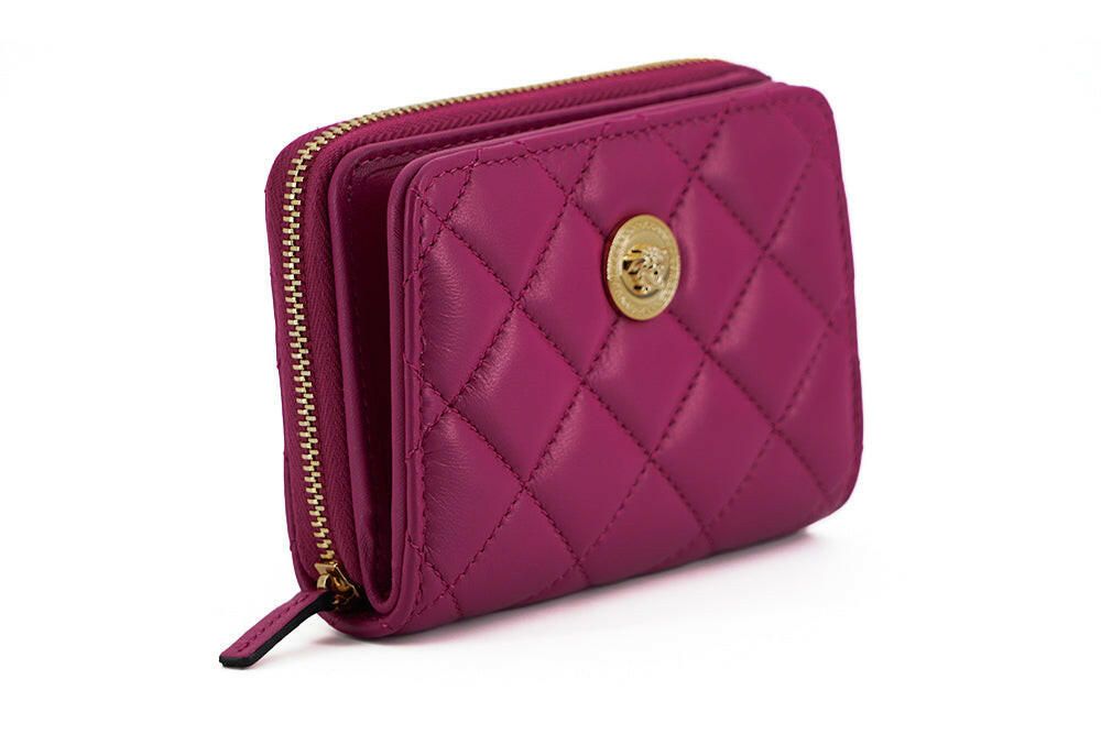 Versace Elegant Purple Quilted Leather Wallet -   -  Versace. Versace Elegant Purple Quilted Leather Wallet -   -  Versace.