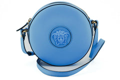 Versace Chic Blue Leather Round Shoulder Bag -  Luxury Shoulder Bag for Women -  Versace.
