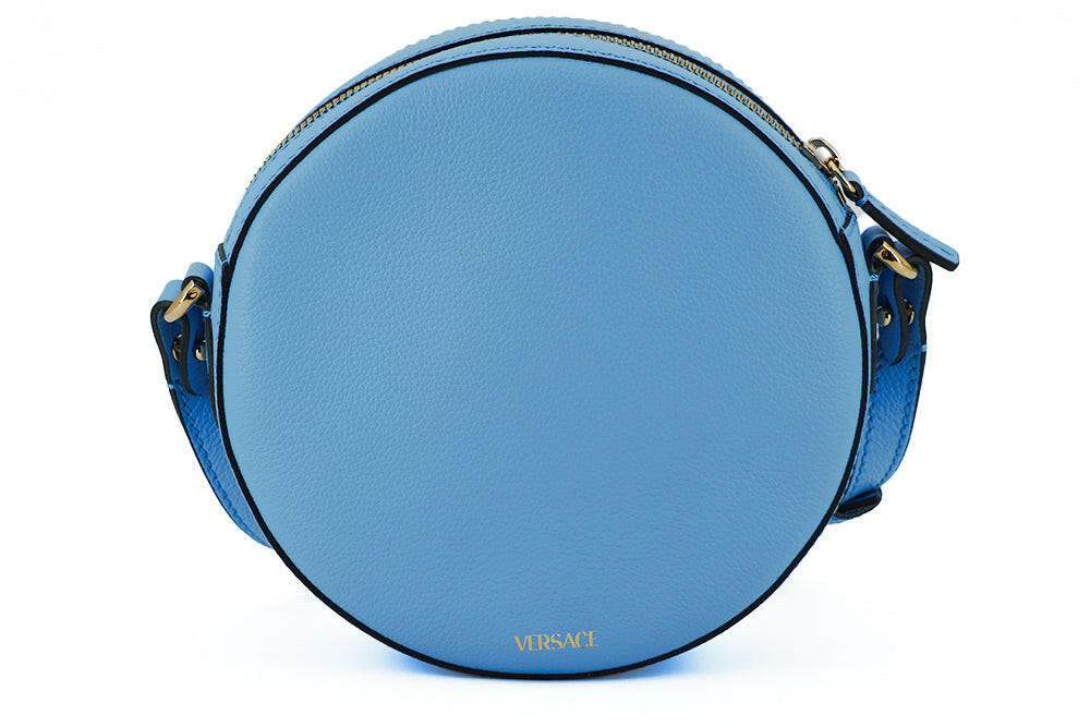 Versace Chic Blue Leather Round Shoulder Bag -  Luxury Shoulder Bag for Women -  Versace. Versace Chic Blue Leather Round Shoulder Bag -  Luxury Shoulder Bag for Women -  Versace.
