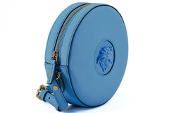 Versace Chic Blue Leather Round Shoulder Bag -  Luxury Shoulder Bag for Women -  Versace.