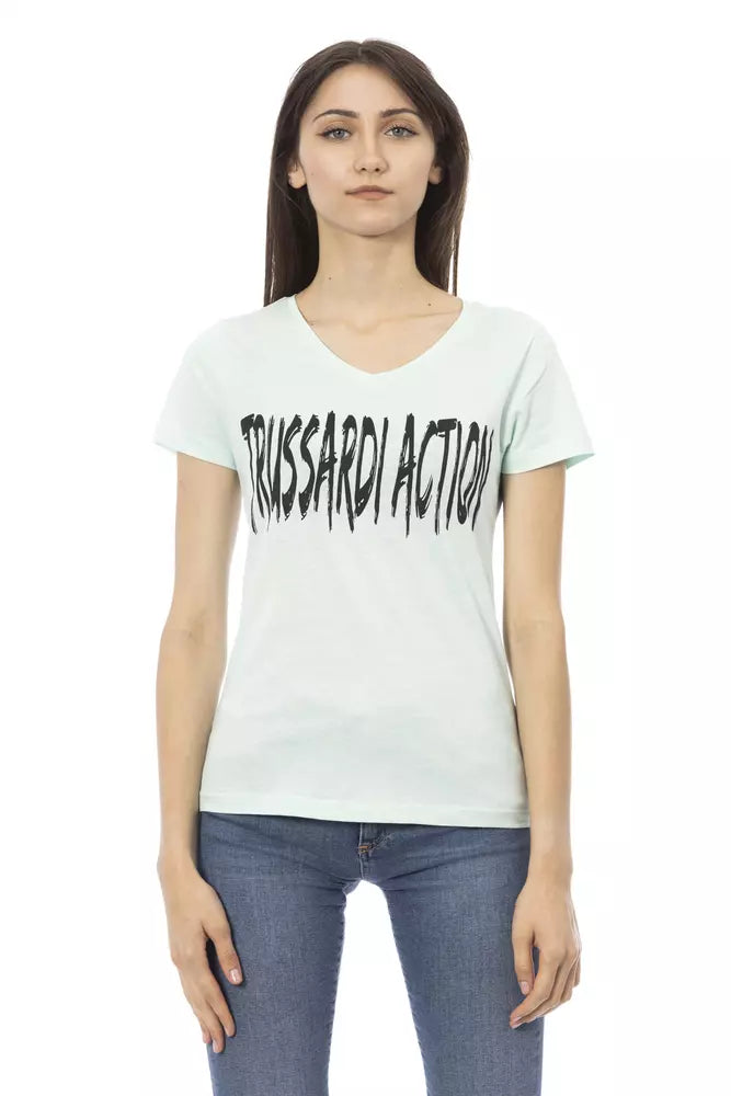 Trussardi Action Light Blue Cotton Women Top -   -  Trussardi Action.