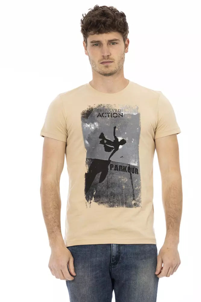 Trussardi Action Beige Cotton Men T-Shirt - - Trussardi Action.