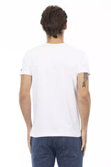 Trussardi Action Elegant V-Neck Designer Tee with Chic Front Print - - Trussardi Action.
