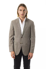 Uominitaliani Gray Wool Men Blazer -   -  Uominitaliani.