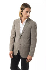 Uominitaliani Gray Wool Men Blazer -   -  Uominitaliani.