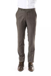 Uominitaliani Gray Wool Men Pant -   -  Uominitaliani.