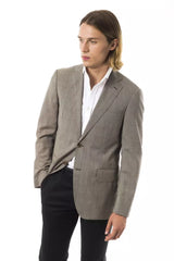 Uominitaliani Gray Wool Men Blazer -   -  Uominitaliani.