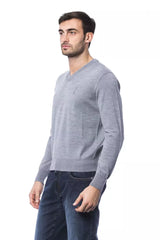 Billionaire Italian Couture Gray Merino Wool Men Sweater - - Billionaire Italian Couture.