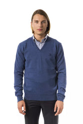 Uominitaliani Blue Merino Wool Men Sweater -   -  Uominitaliani.