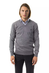 Uominitaliani Gray Merino Wool Men Sweater -   -  Uominitaliani.