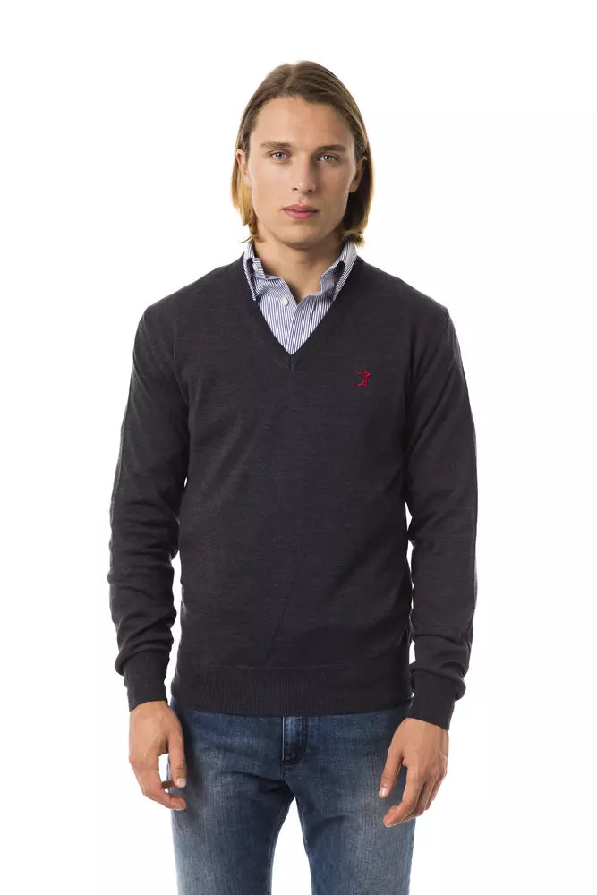 Uominitaliani Gray Merino Wool Men Sweater -   -  Uominitaliani.