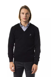 Uominitaliani Black Merino Wool Men Sweater -   -  Uominitaliani.