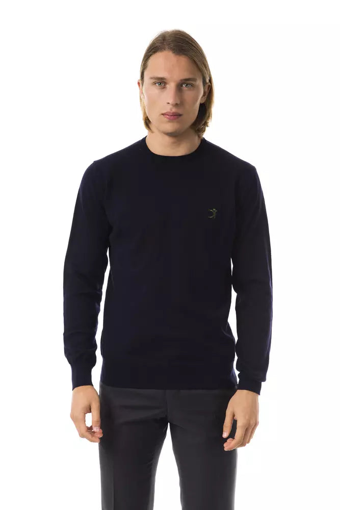 Uominitaliani Blue Merino Wool Men's Sweater -   -  Uominitaliani.