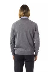 Uominitaliani Gray Merino Wool Men Sweater -   -  Uominitaliani.