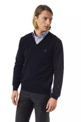 Uominitaliani Blue Merino Men Sweater -   -  Uominitaliani.