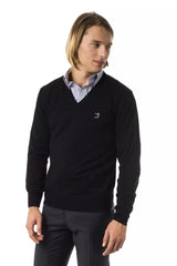 Uominitaliani Black Merino Wool Men Sweater -   -  Uominitaliani.
