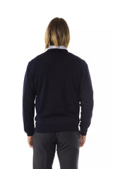 Uominitaliani Blue Merino Men Sweater -   -  Uominitaliani.