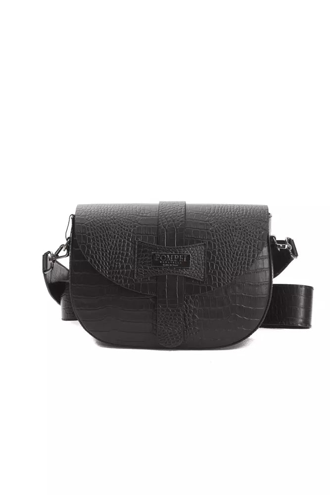 Pompei Donatella Black Leather Women Crossbody -  Luxury Cross Body Bag for Women -  Pompei Donatella.