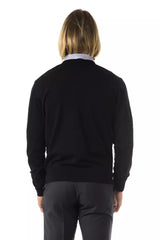 Uominitaliani Black Merino Wool Men Sweater -   -  Uominitaliani.