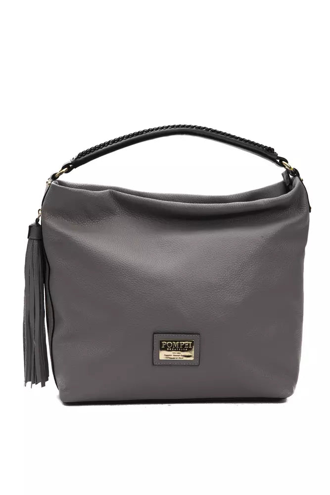 Pompei Donatella Gray Leather Women Shoulder Bag -  Luxury Shoulder Bag for Women -  Pompei Donatella.