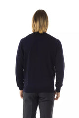 Uominitaliani Blue Merino Wool Men's Sweater -   -  Uominitaliani.