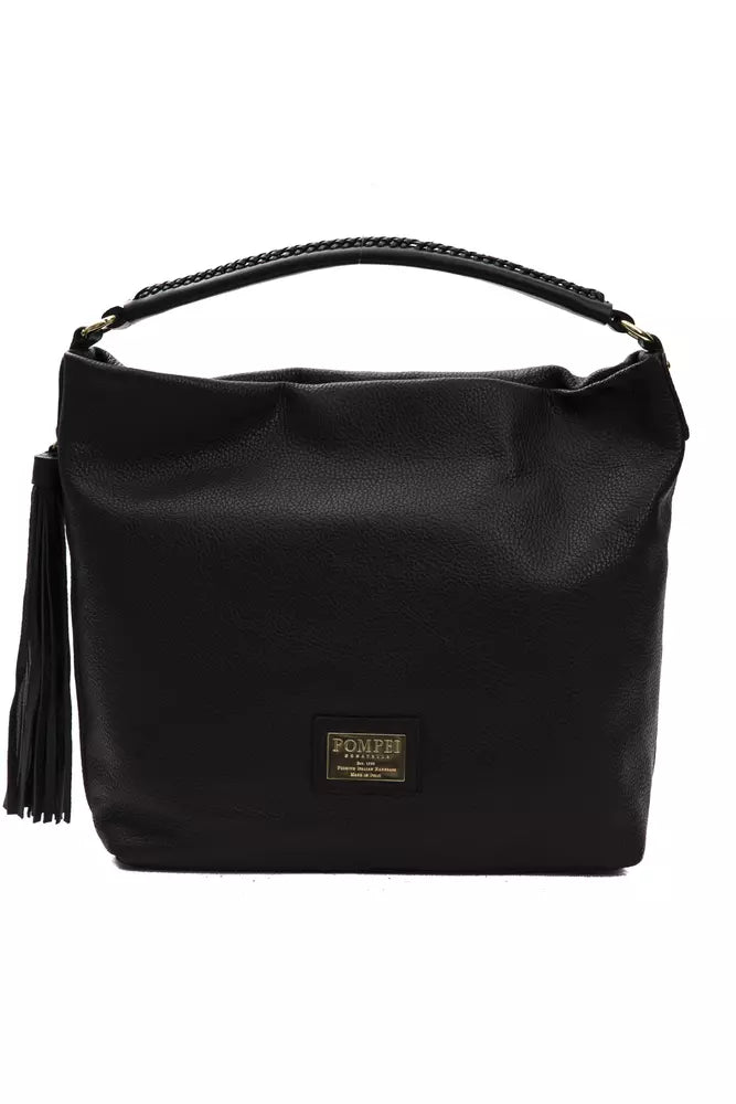 Pompei Donatella Black Leather Women Shoulder Bag -  Luxury Shoulder Bag for Women -  Pompei Donatella.