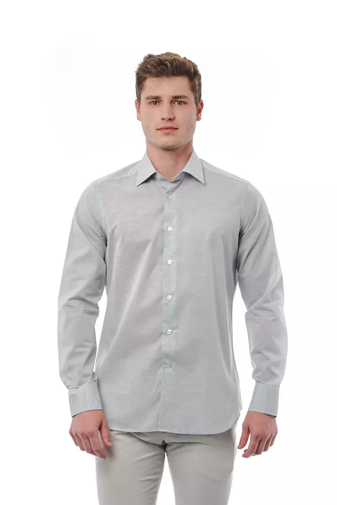 Bagutta Gray Cotton Men Shirt -   -  Bagutta.