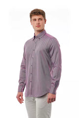 Bagutta Burgundy Cotton Men Shirt -   -  Bagutta.