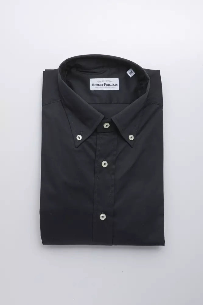 Robert Friedman Black Cotton Men Shirt -   -  Robert Friedman.