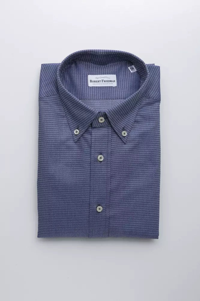 Robert Friedman Blue Cotton Men Shirt - - Robert Friedman.