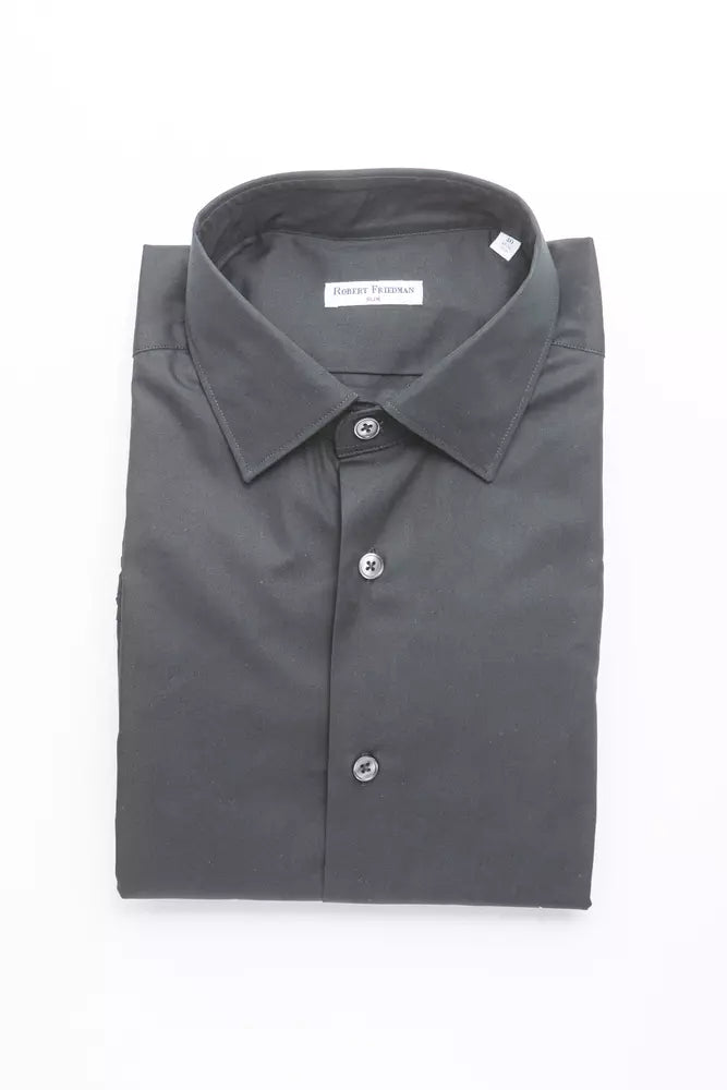 Robert Friedman Black Cotton Men Shirt -   -  Robert Friedman.