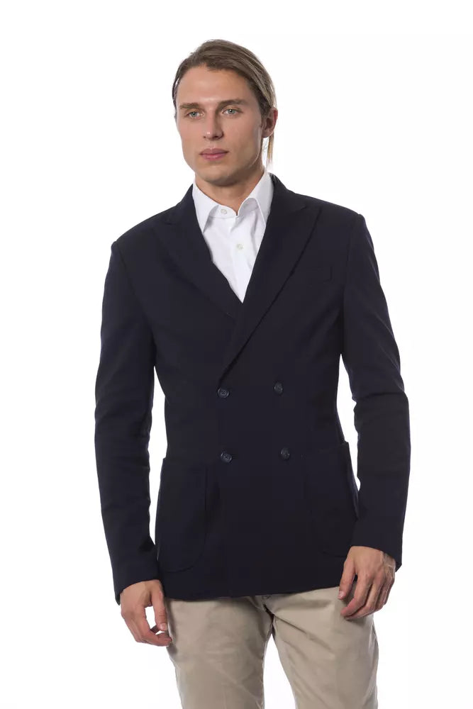 Verri Blue Viscose Men Blazer -   -  Verri.