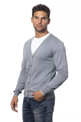Verri Gray Cotton Men Cardigan - - Verri.