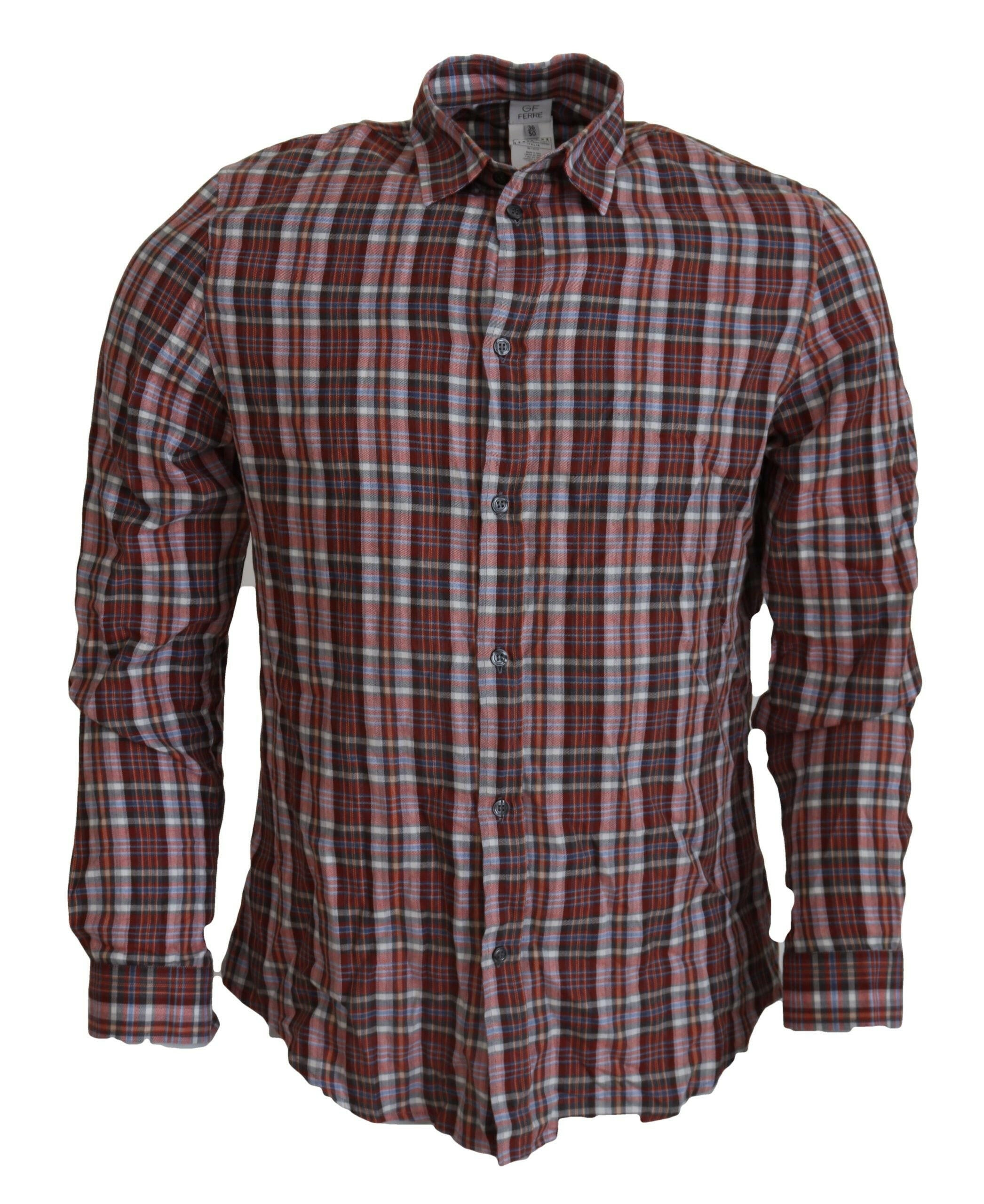 GF Ferre Multicolor Checkered Cotton Long Sleeves Casual Shirt - - GF Ferre.