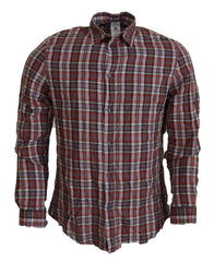 GF Ferre Multicolor Checkered Cotton Long Sleeves Casual Shirt - - GF Ferre.