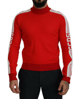 GCDS Red Wool Logo Printed Crew Neck Men Pullover Sweater -   -  GCDS.