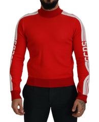 GCDS Red Wool Logo Printed Crew Neck Men Pullover Sweater -   -  GCDS.