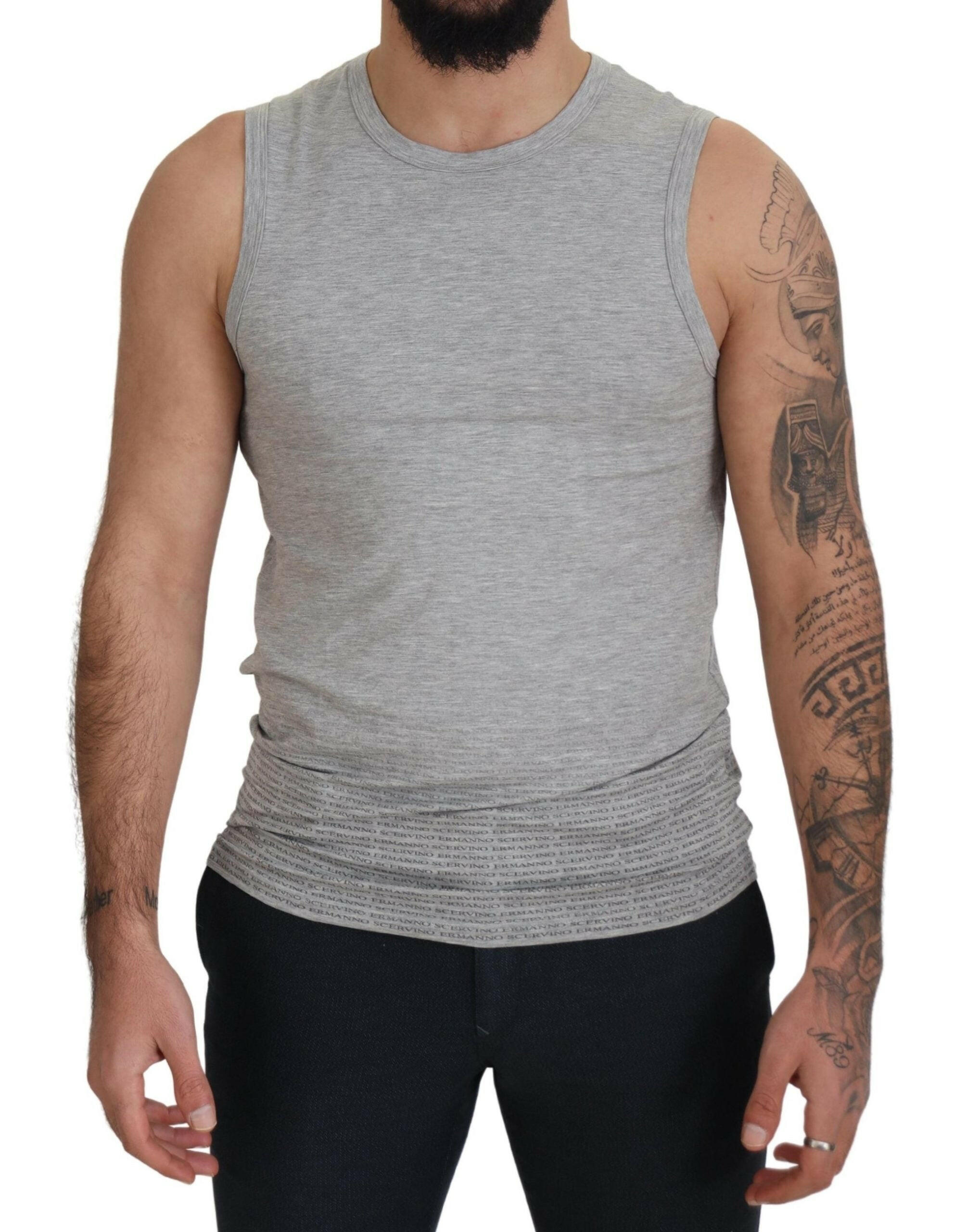 Ermanno Scervino Grey Sleeveless Men Pullover T-shirt - - Ermanno Scervino.