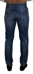 Dolce & Gabbana Blue Cotton Tattered Men Denim Jeans -   -  Dolce & Gabbana.