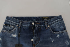 Dolce & Gabbana Blue Cotton Tattered Men Denim Jeans -   -  Dolce & Gabbana.